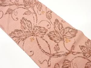 手織り紬唐草・実模様織出し名古屋帯